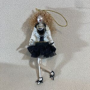 Ladies With Elegance Collection Glass Ornament Black Skirt White Sweater Jewelry